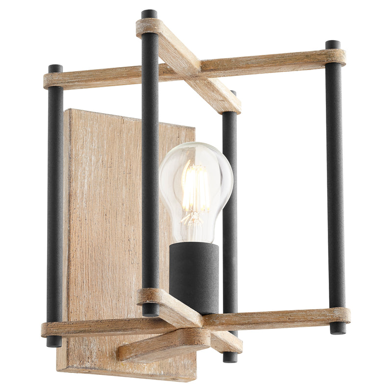 Quorum Home Quorum - 5134-1-69 - One Light Wall Mount - Textured Black w/ Weathered Oak Finish