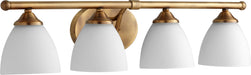 Quorum Home Quorum - 5150-4-80 - Four Light Vanity - Aged Brass w/ Satin Opal