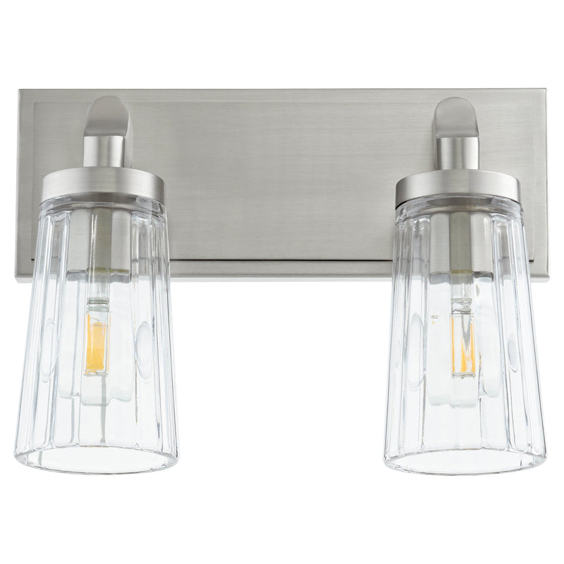 2 Light Fluted Vanity - Satin Nickel