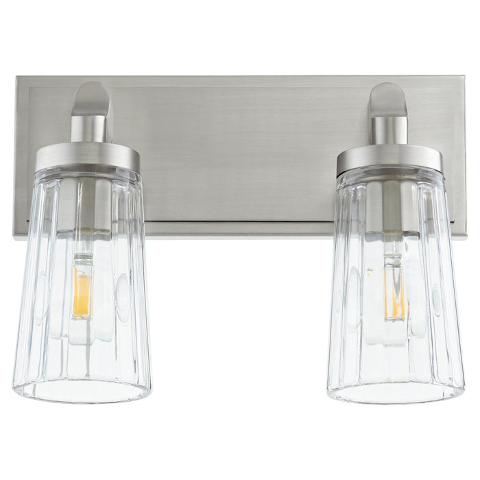 2 Light Fluted Vanity - Satin Nickel