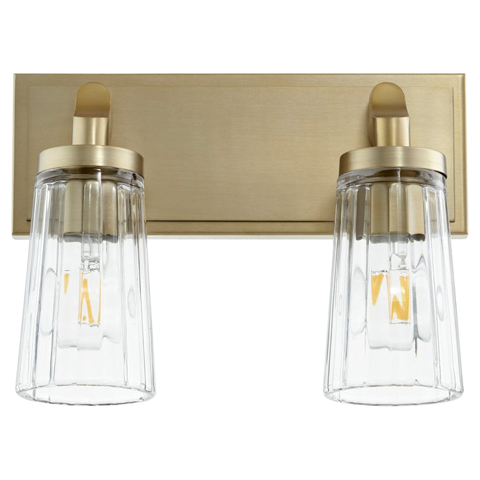 2 Light Fluted Vanity - Aged Brass