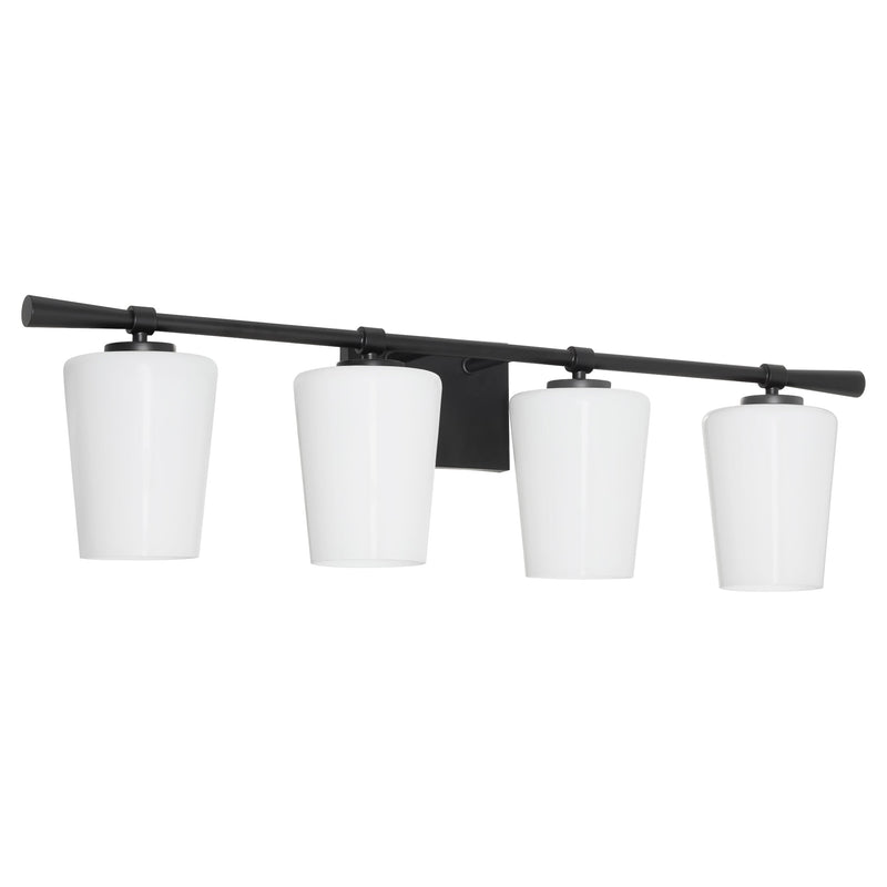 Goodwin 4 Light Vanity W/ Opal - Matte Black