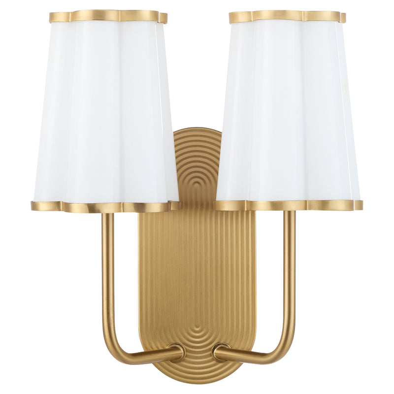 Belinder 2 Light Scalloped Wall Mount  - Aged Bras