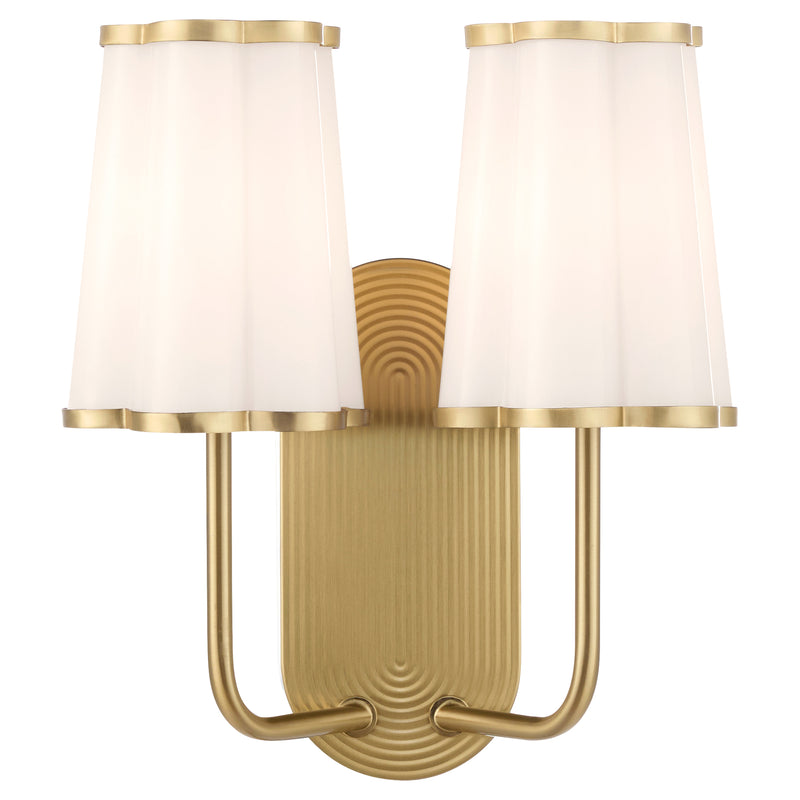 Belinder 2 Light Scalloped Wall Mount  - Aged Bras