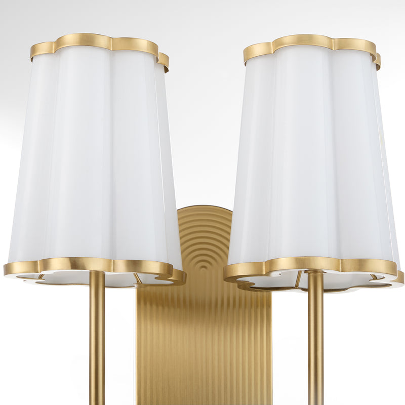 Belinder 2 Light Scalloped Wall Mount  - Aged Bras
