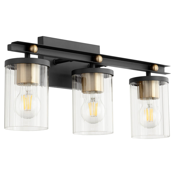 Quorum Home Quorum - 529-3-6980 - Three Light Vanity - Textured Black w/ Aged Brass