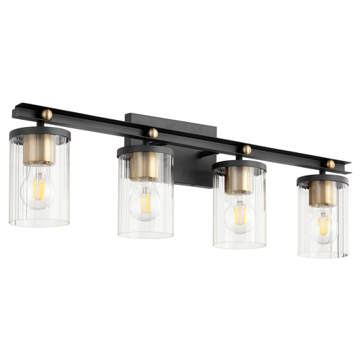 Quorum Home Quorum - 529-4-6980 - Four Light Vanity - Textured Black w/ Aged Brass