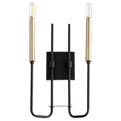 Quorum Home Quorum - 530-2-6980 - Two Light Wall Mount - Textured Black w/ Aged Brass