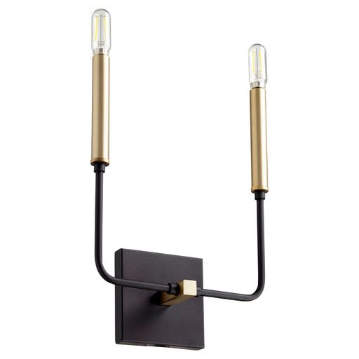 Quorum Home Quorum - 531-2-6980 - Two Light Wall Mount - Textured Black w/ Aged Brass