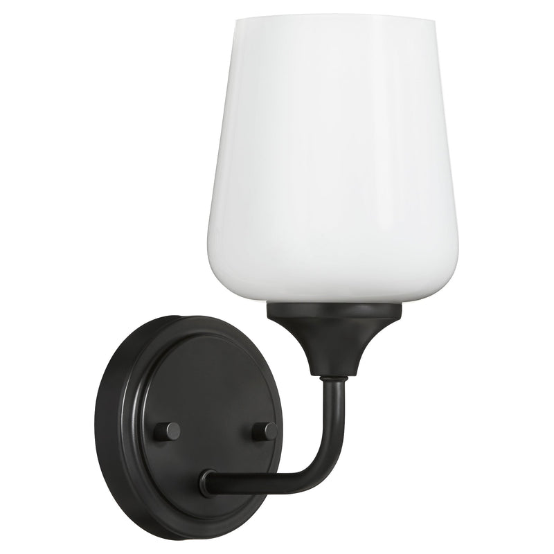 Raymond 1 Light Opal Wall Mount - Matte Black
