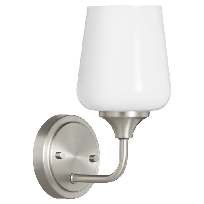 Raymond 1 Light Opal Wall Mount - Satin Nickel