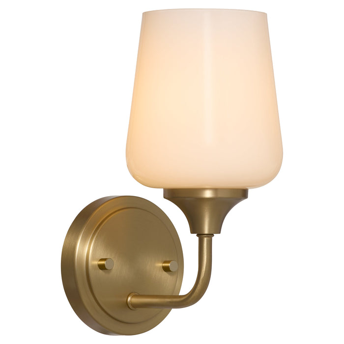 Raymond 1 Light Opal Wall Mount - Aged Brass