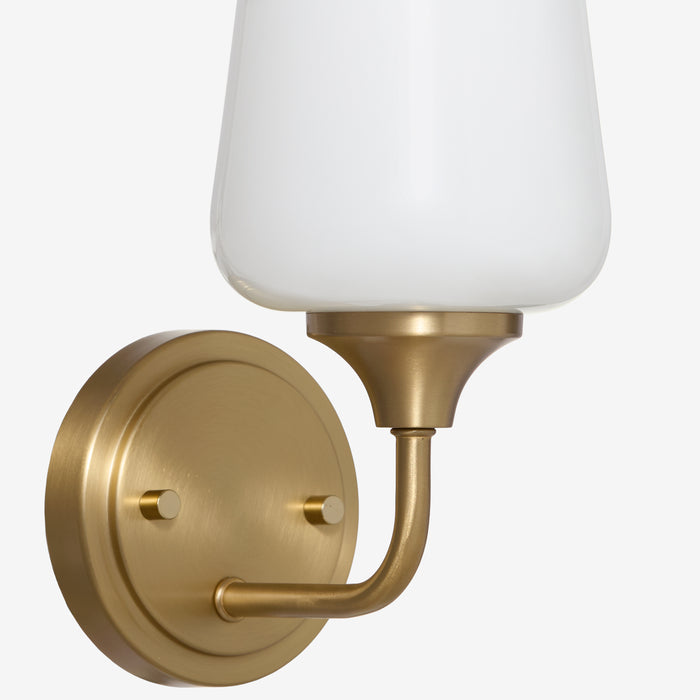 Raymond 1 Light Opal Wall Mount - Aged Brass