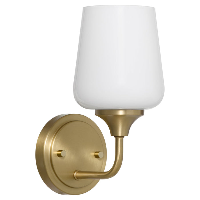 Raymond 1 Light Opal Wall Mount - Aged Brass