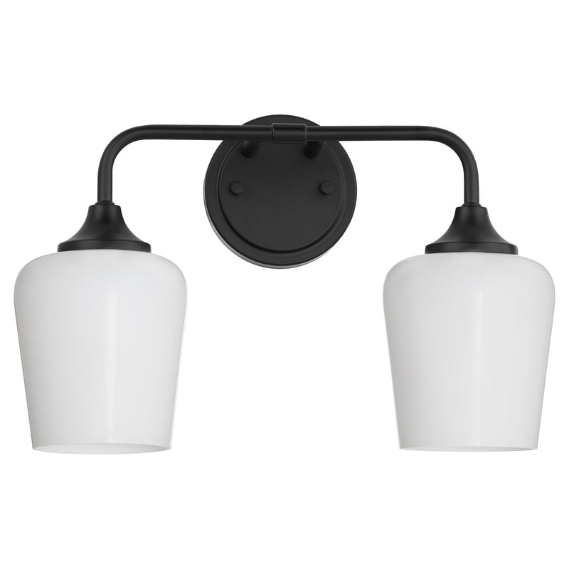 Raymond 2 Light Opal Wall Mount - Matte Black