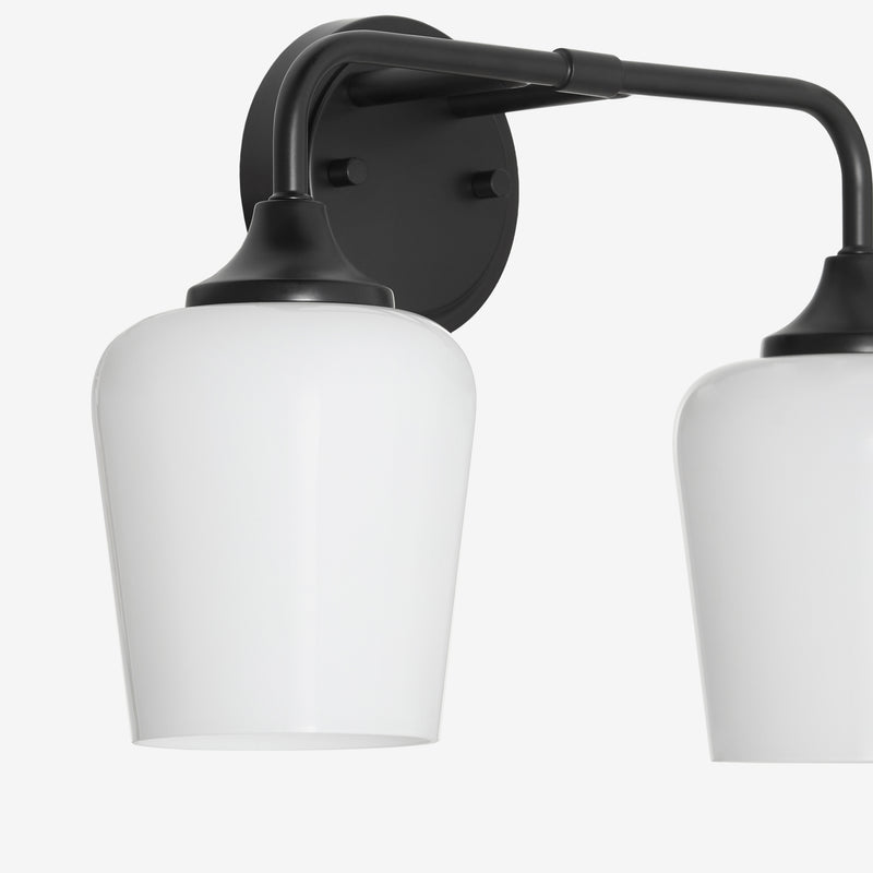 Raymond 2 Light Opal Wall Mount - Matte Black