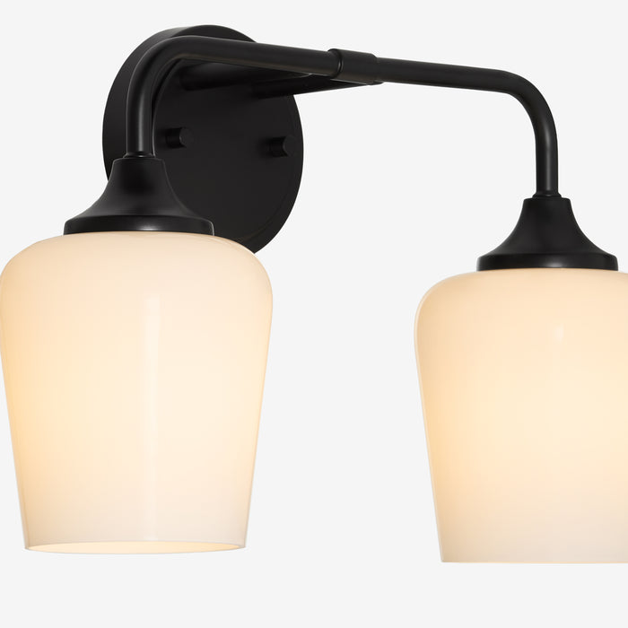 Raymond 2 Light Opal Wall Mount - Matte Black
