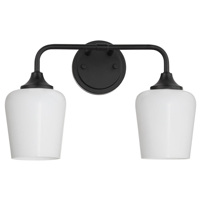 Raymond 2 Light Opal Wall Mount - Matte Black