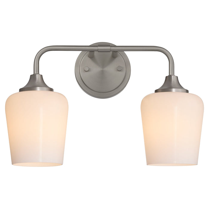 Raymond 2 Light Opal Wall Mount - Satin Nickel