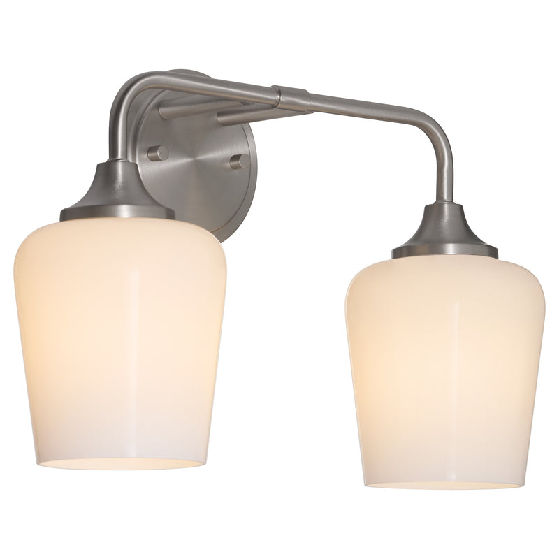 Raymond 2 Light Opal Wall Mount - Satin Nickel