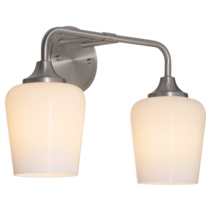 Raymond 2 Light Opal Wall Mount - Satin Nickel