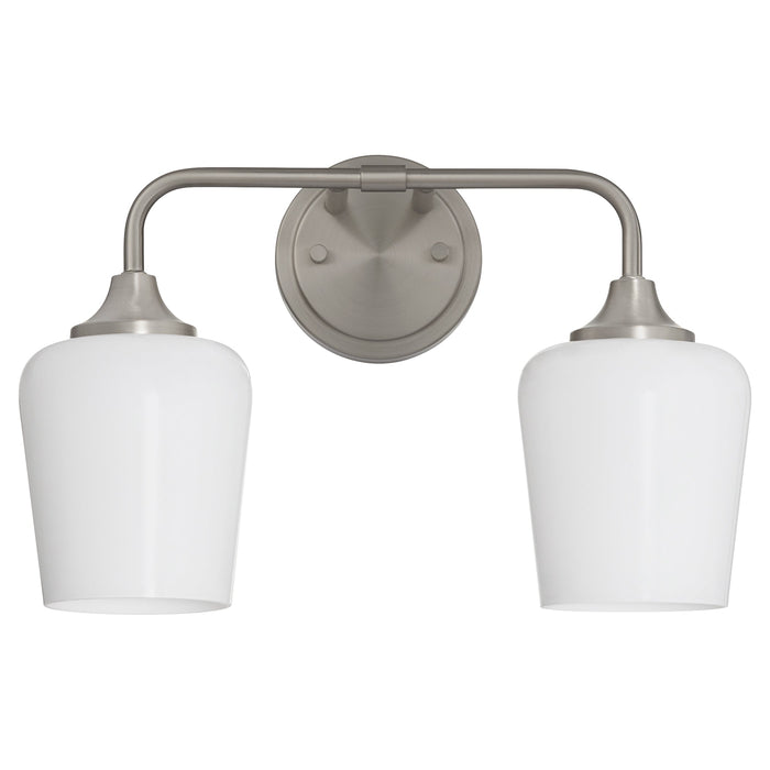 Raymond 2 Light Opal Wall Mount - Satin Nickel