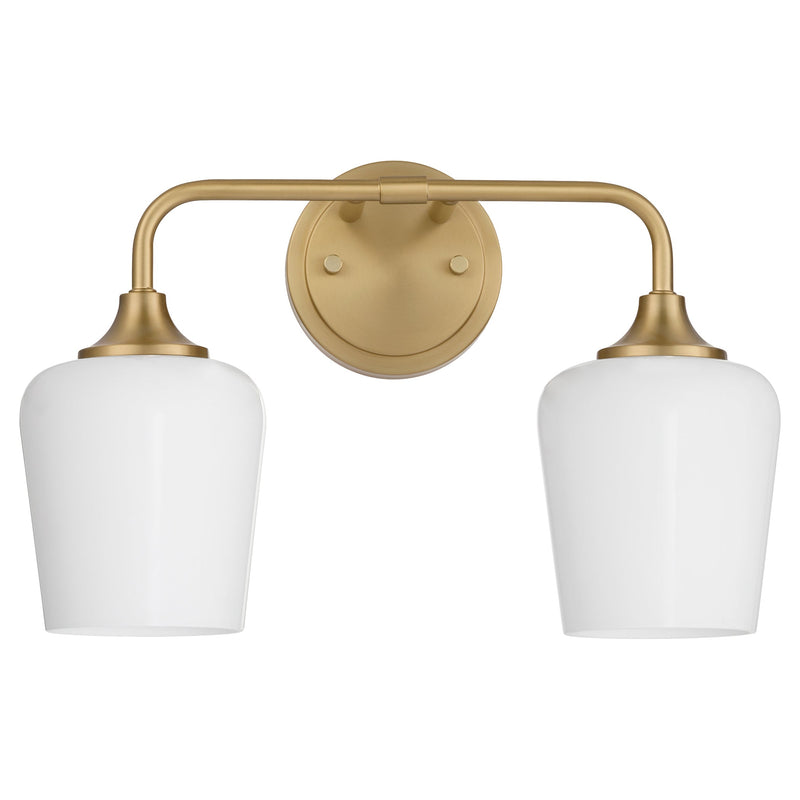 Raymond 2 Light Opal Wall Mount - Aged Brass