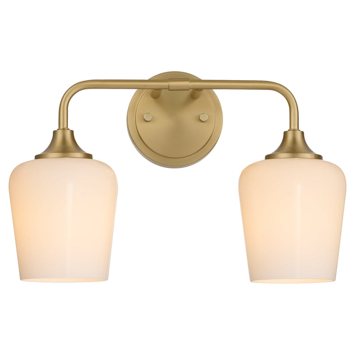 Raymond 2 Light Opal Wall Mount - Aged Brass