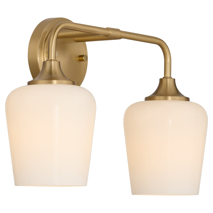 Raymond 2 Light Opal Wall Mount - Aged Brass