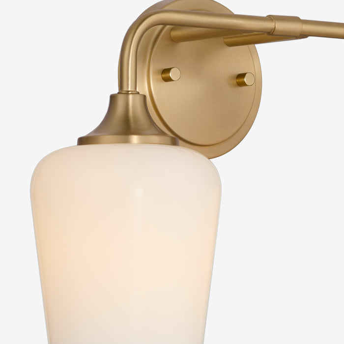 Raymond 2 Light Opal Wall Mount - Aged Brass