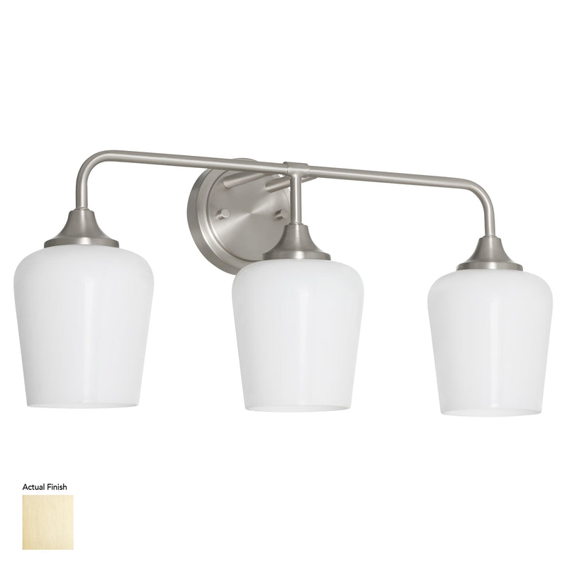 Raymond 3 Light Opal Wall Mount - Aged Brass