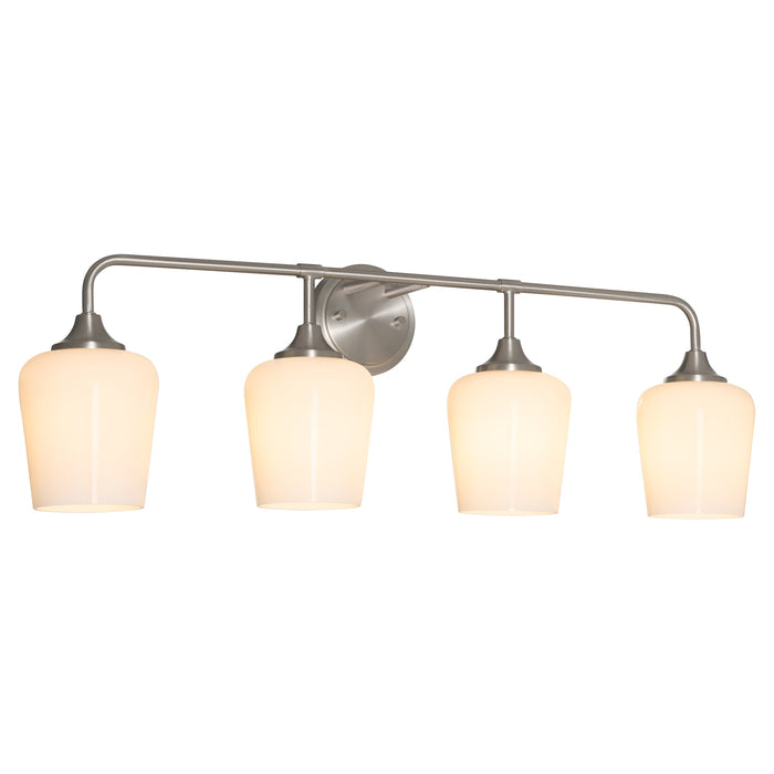 Raymond 4 Light Opal Wall Mount - Satin Nickel