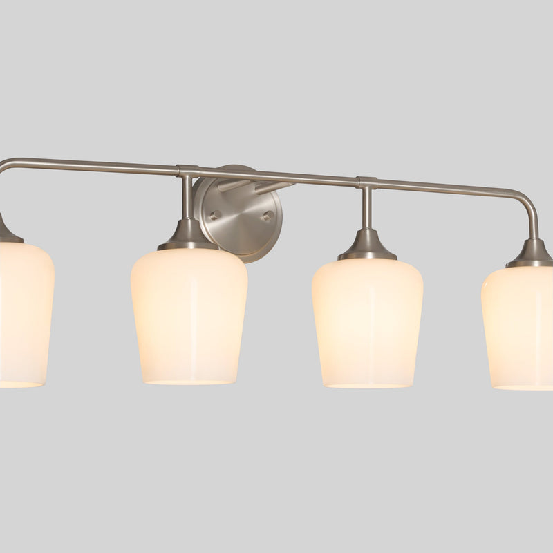 Raymond 4 Light Opal Wall Mount - Satin Nickel