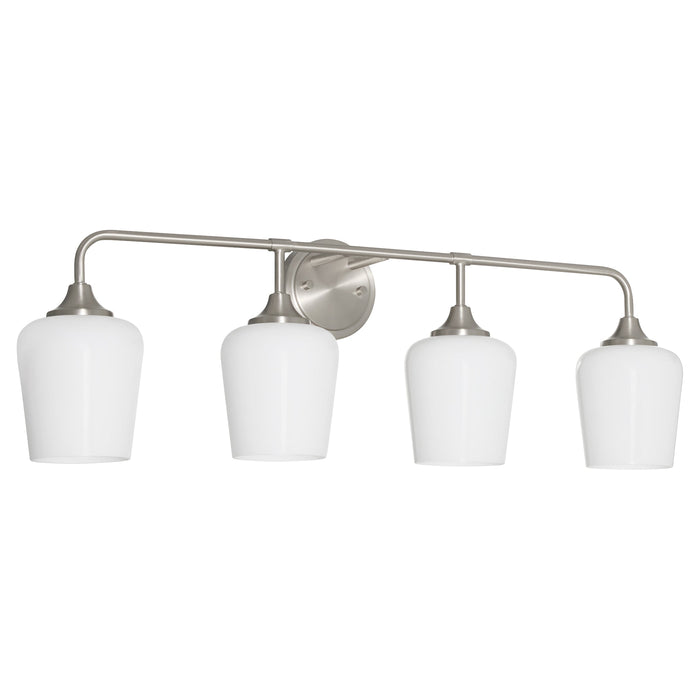 Raymond 4 Light Opal Wall Mount - Satin Nickel