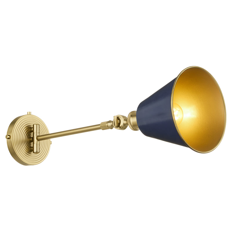 BAILEY 1 Light Wall Mount - Blue / Aged Brass