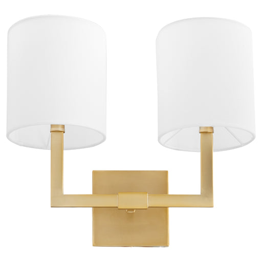 Quorum Home Quorum - 5377-2-80 - Two Light Wall Mount - Aged Brass w/ White Linen