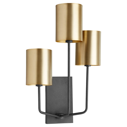 Quorum Home Quorum - 557-3-6980 - Three Light Wall Mount - Textured Black w/ Aged Brass
