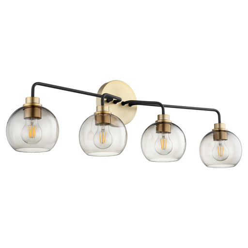 Quorum Home Quorum - 572-4-6980 - Four Light Vanity - Textured Black w/ Aged Brass