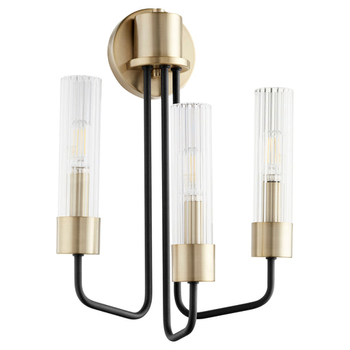 Quorum Home Quorum - 595-3-6980 - Three Light Wall Mount - Textured Black w/ Aged Brass