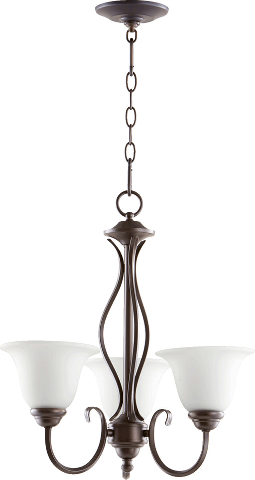 Quorum Home Quorum - 6010-3-186 - Three Light Chandelier - Oiled Bronze w/ Satin Opal