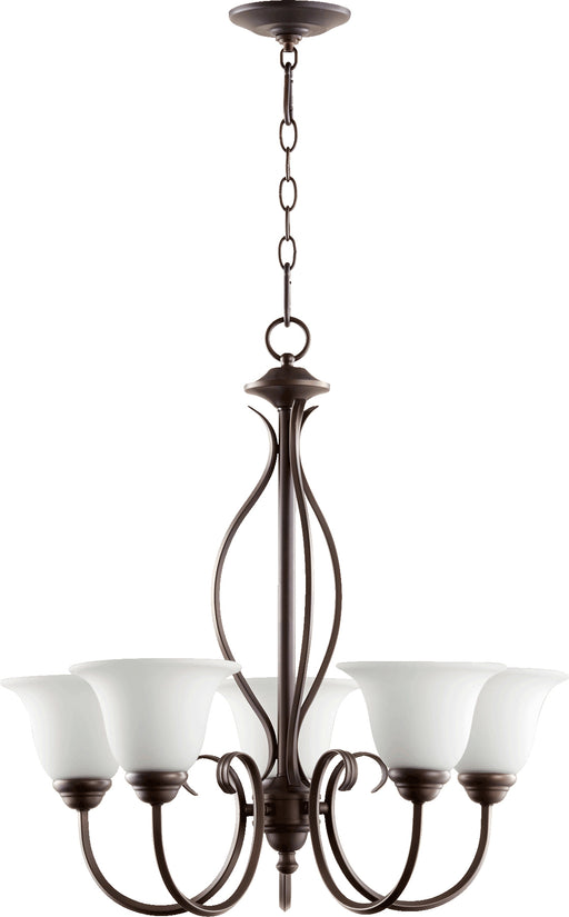 Quorum Home Quorum - 6010-5-186 - Five Light Chandelier - Oiled Bronze w/ Satin Opal