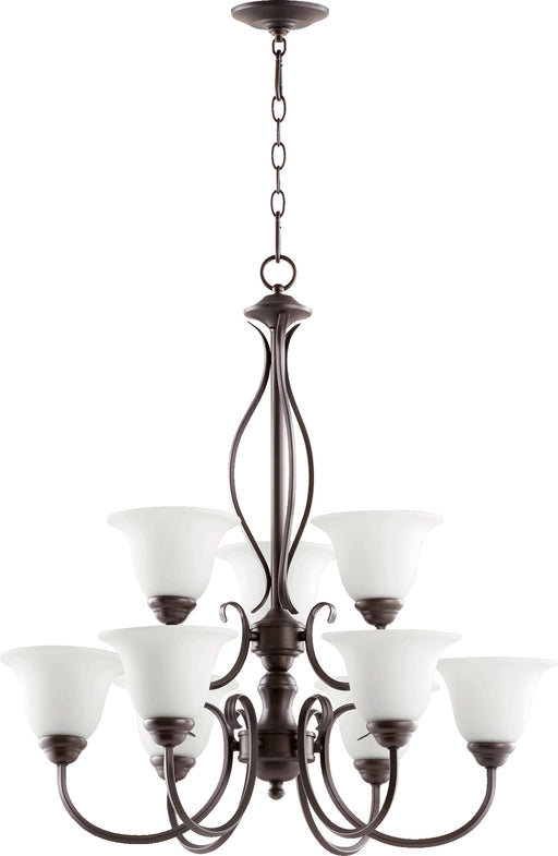 Quorum Home Quorum - 6010-9-186 - Nine Light Chandelier - Oiled Bronze w/ Satin Opal