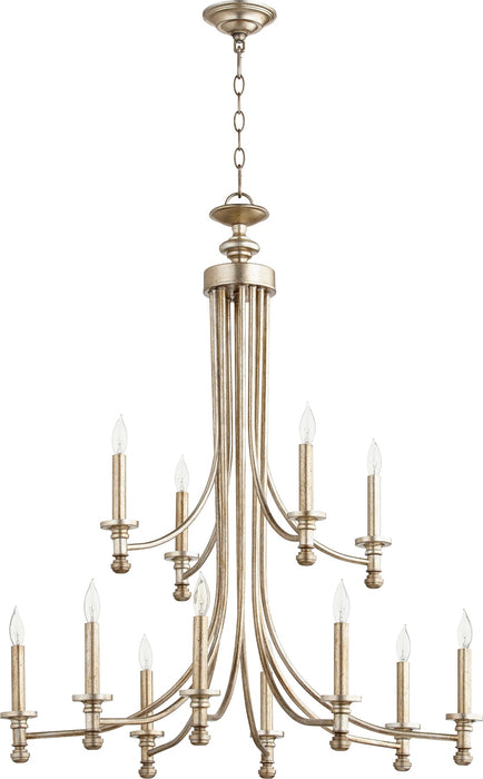 Rossington 12 Light Chandelier - Aged Silver Leaf