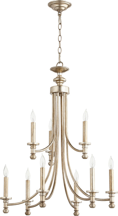 Rossington 6+3 Chandelier - Aged Silver Leaf