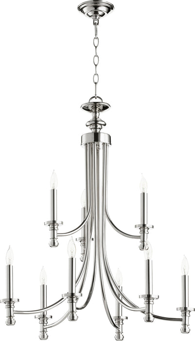 Rossington 6+3 Chandelier - Polished Nickel