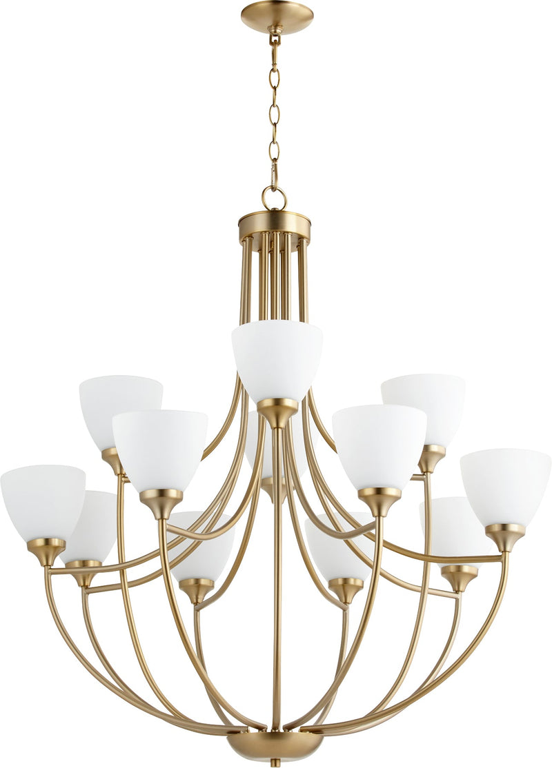 Enclave 12 Light Chandelier - Aged Brass