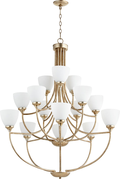 Enclave 15 Light Chandelier - Aged Silver Leaf