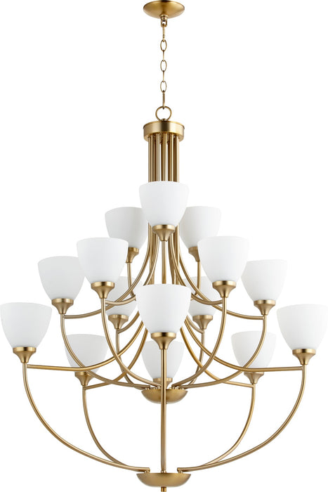 Enclave 15 Light Chandelier - Aged Brass