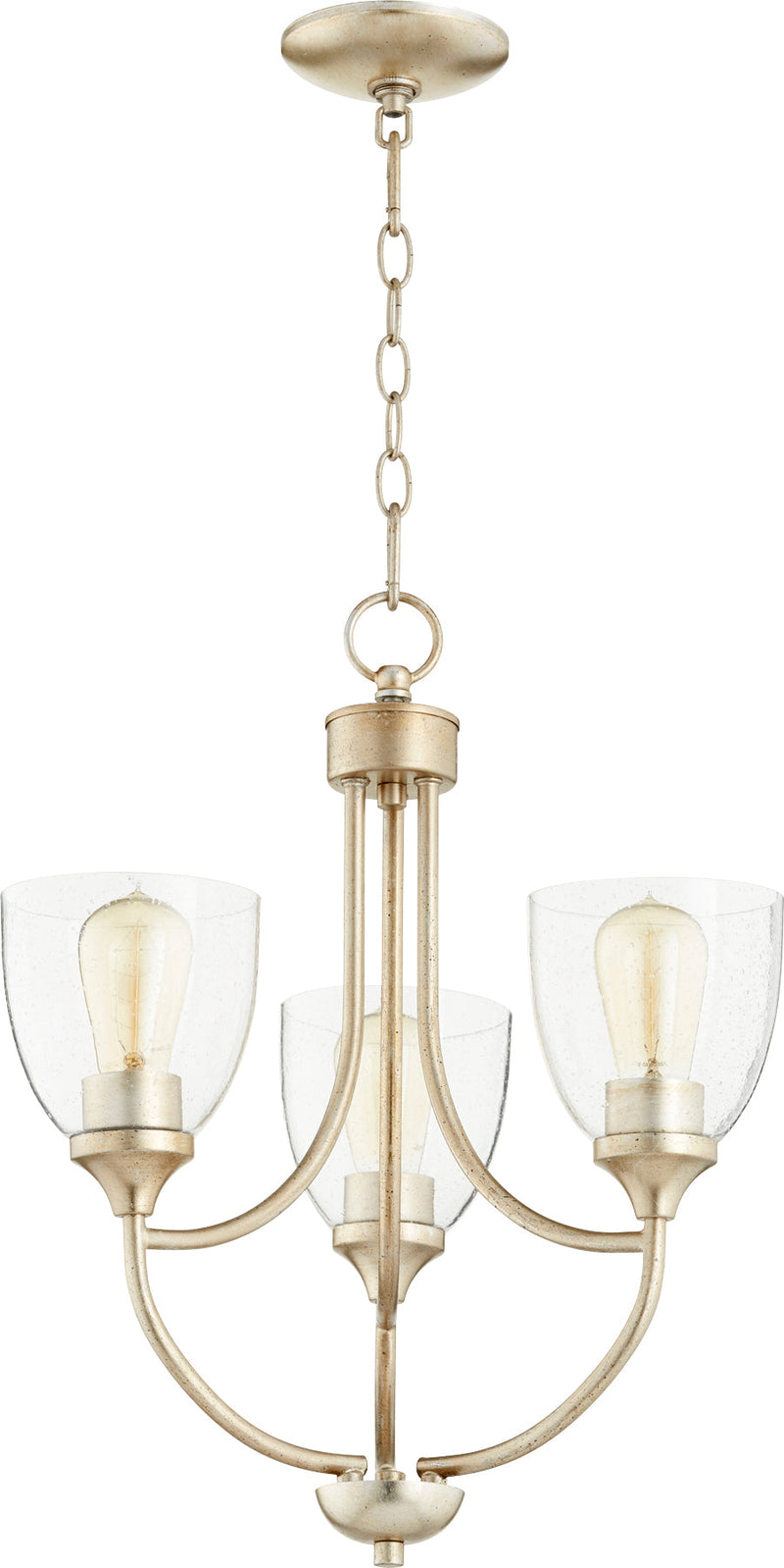 Enclave 3 Light Chandelier - Aged Silver Leaf