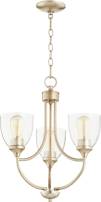 Enclave 3 Light Chandelier - Aged Silver Leaf